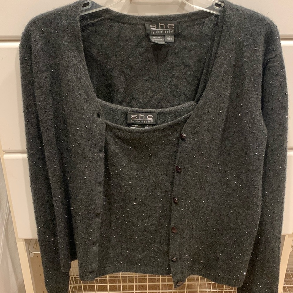 Cashmere and Beaded Sweater Set
